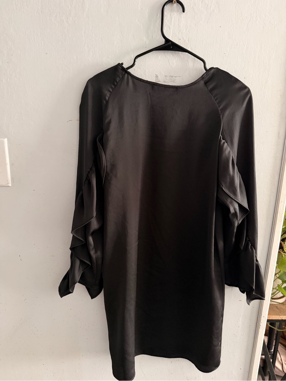 Zara Black Long-Sleeve Ruffle Dress